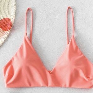 Zaful Orange Pink Bralette Bikini Top Size S Adjustable Straps Swimwear